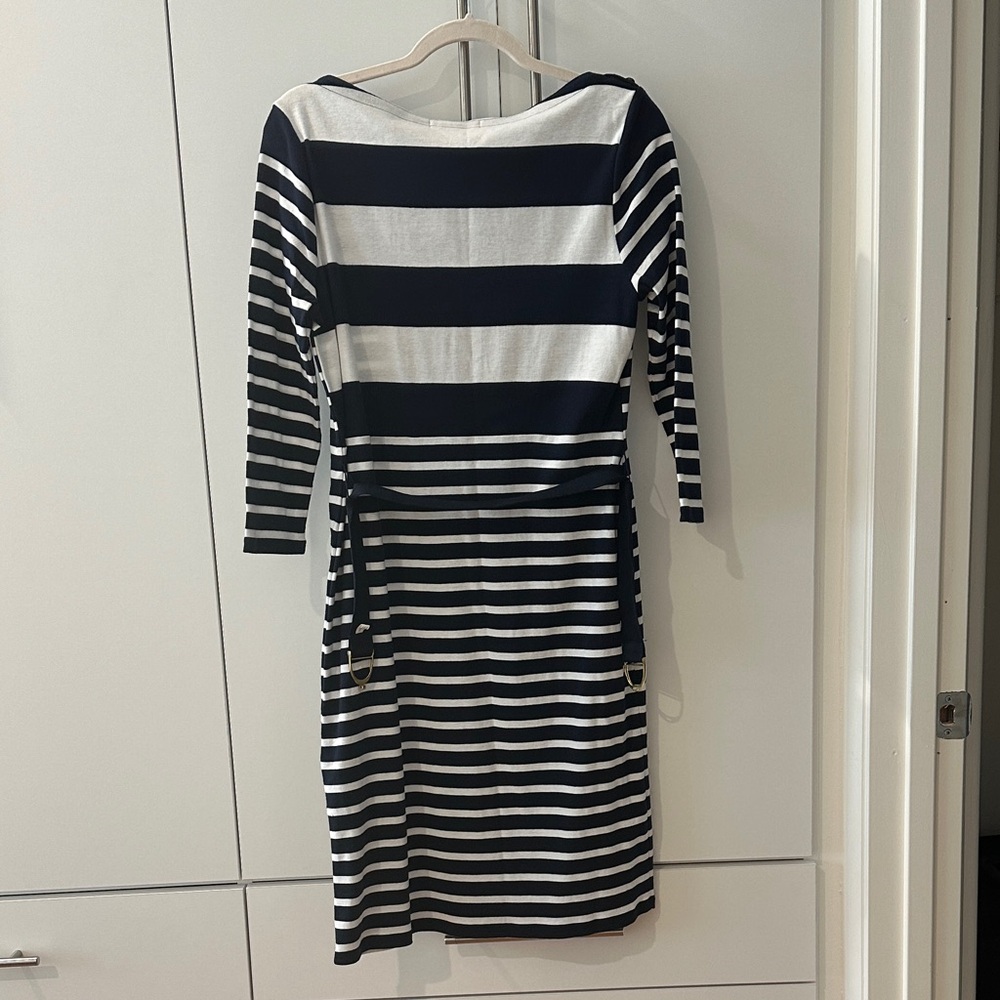 NWOT Lauren Ralph Lauren Navy and White Striped Long Sleeve Dress - Picture 5 of 6